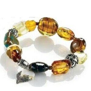 AVON BEADED CHIC CHARM BRACELET - NATURE (NEW WITH TAG)